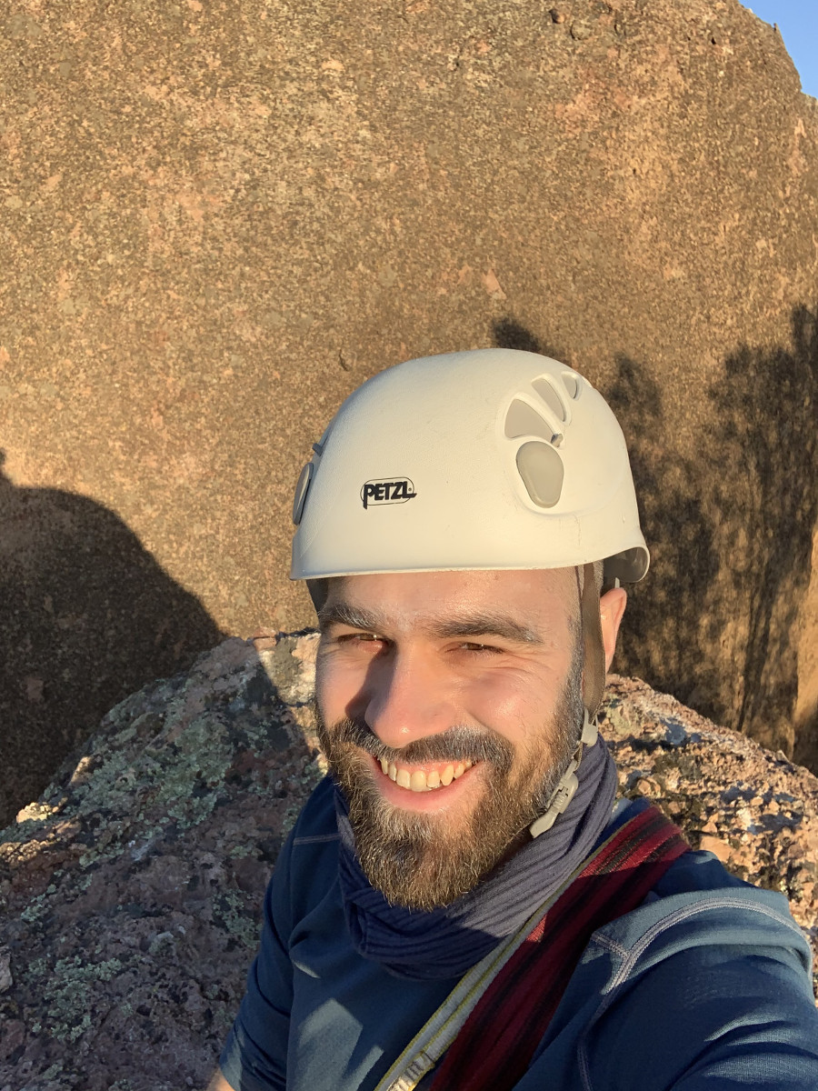 Brenton Salmi, KB1LQD, at the top of Bynum's Spire.