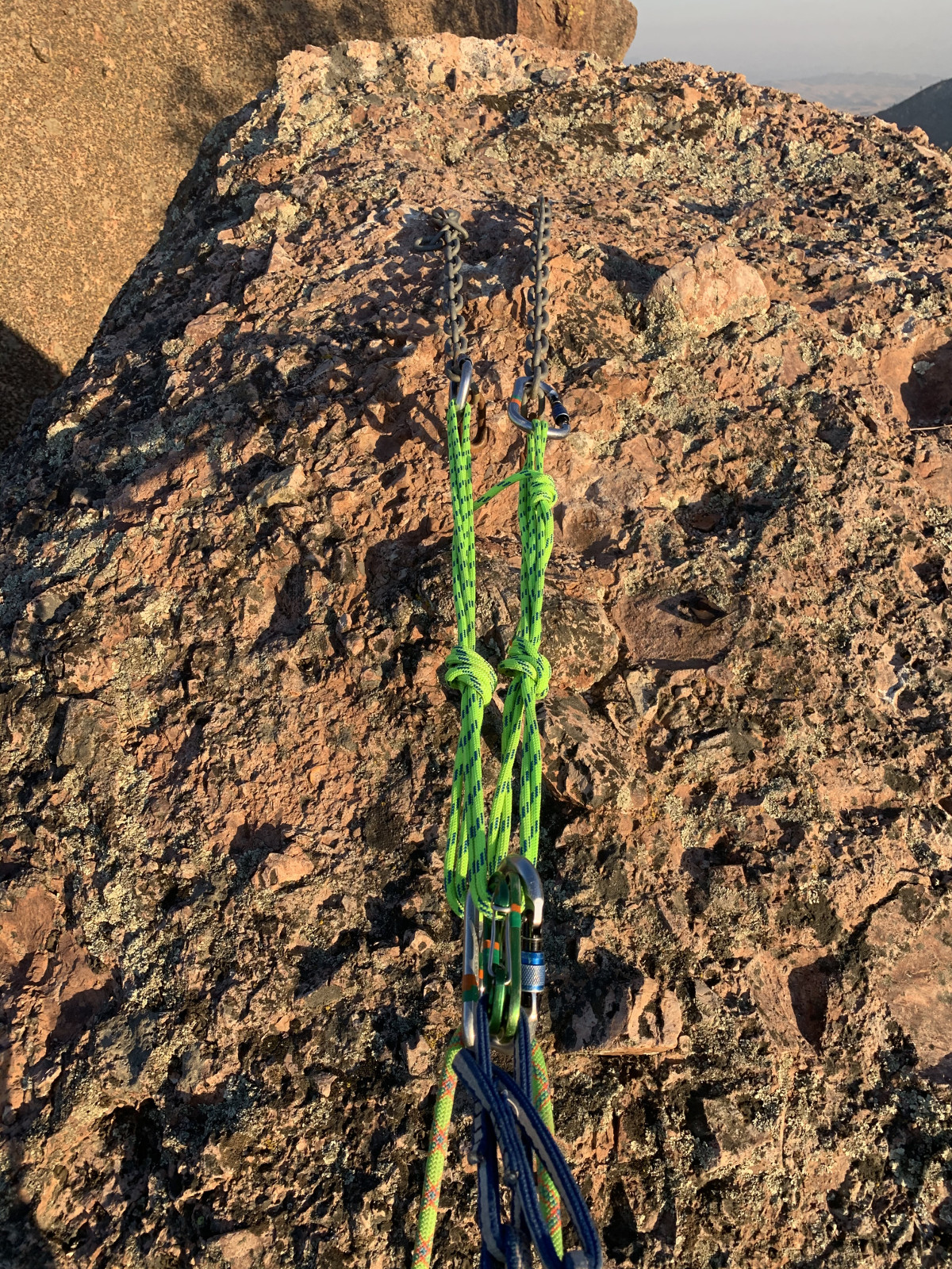 A quick quad top-rope anchor setup.