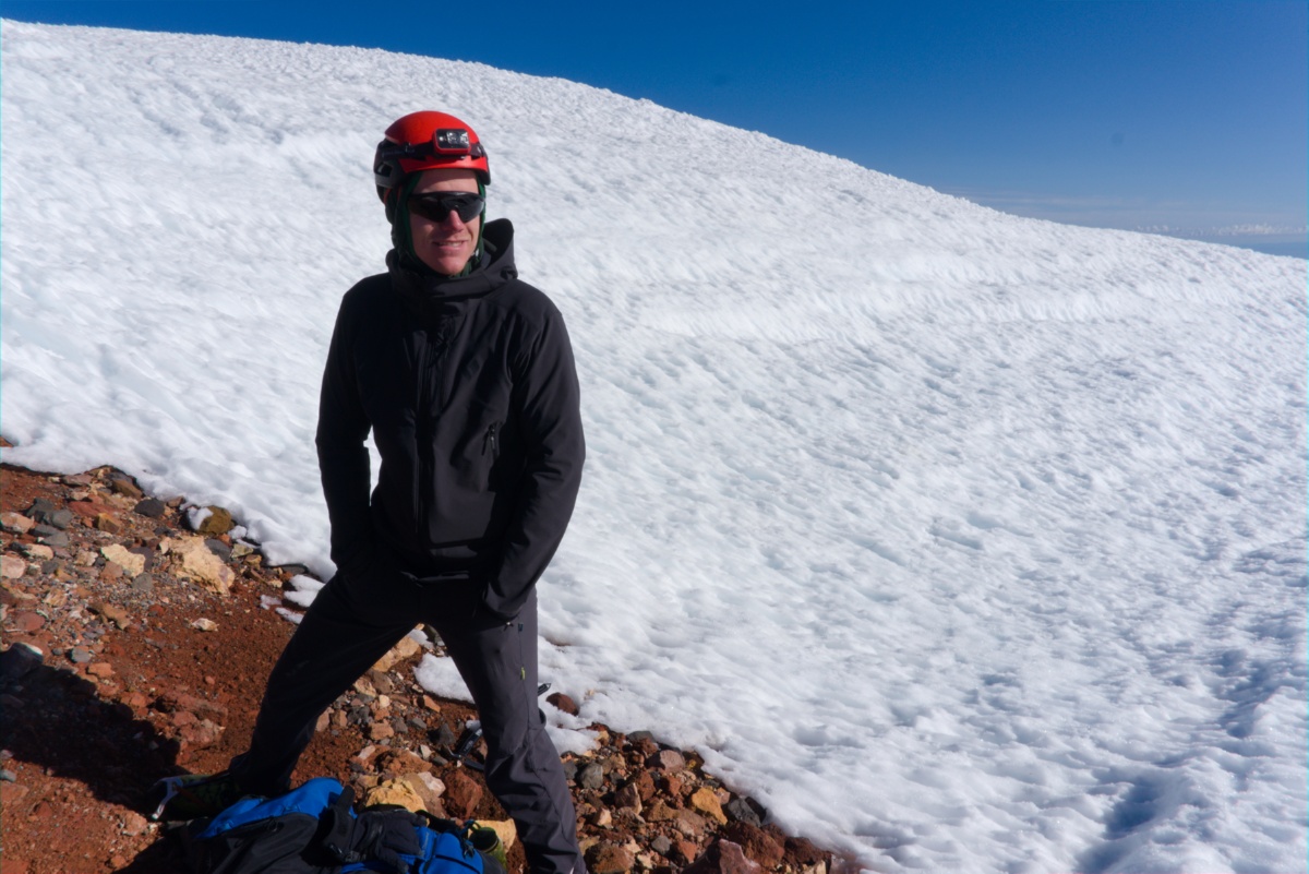 My climbing partner taking a rest at the top of the Mt. Shasta West Face route.
